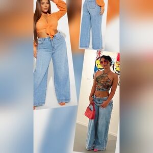 Fashion Nova Light Blue Wide Leg Jeans